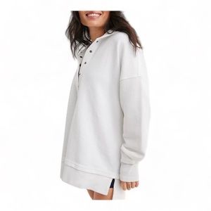 AERIE CORDED TEXTURED HENLEY HOODIE XXS